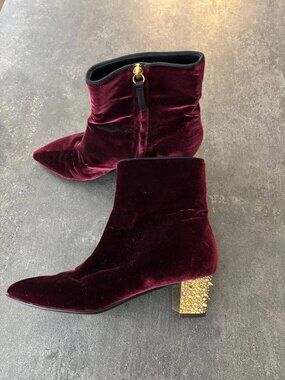 Burgundy Velvet Ankle Boot